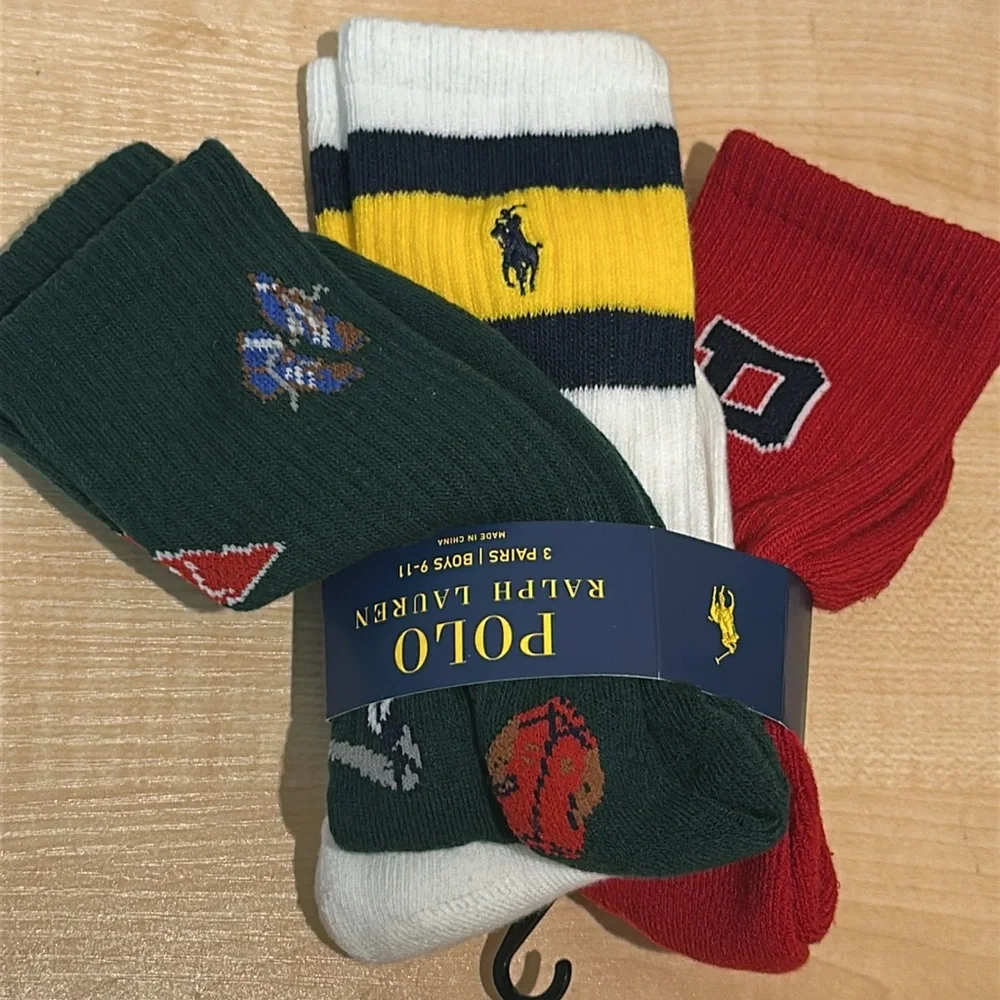 Polo Bundle - 6 Pairs Socks, 3 Dress Socks AND 3 Crew Socks